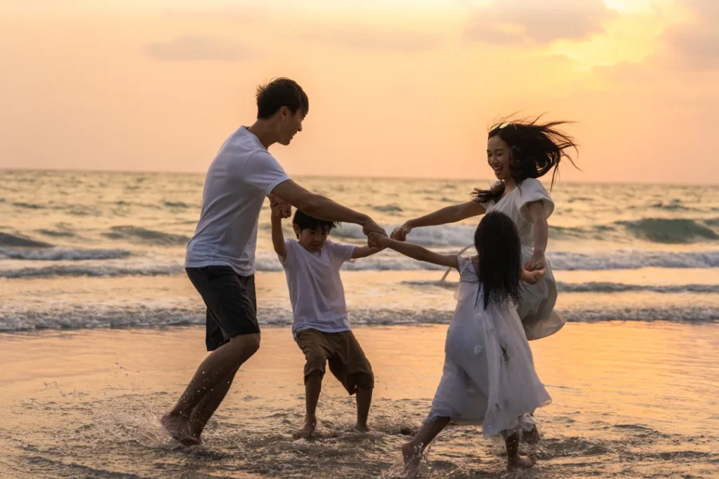 Happy family on the beach